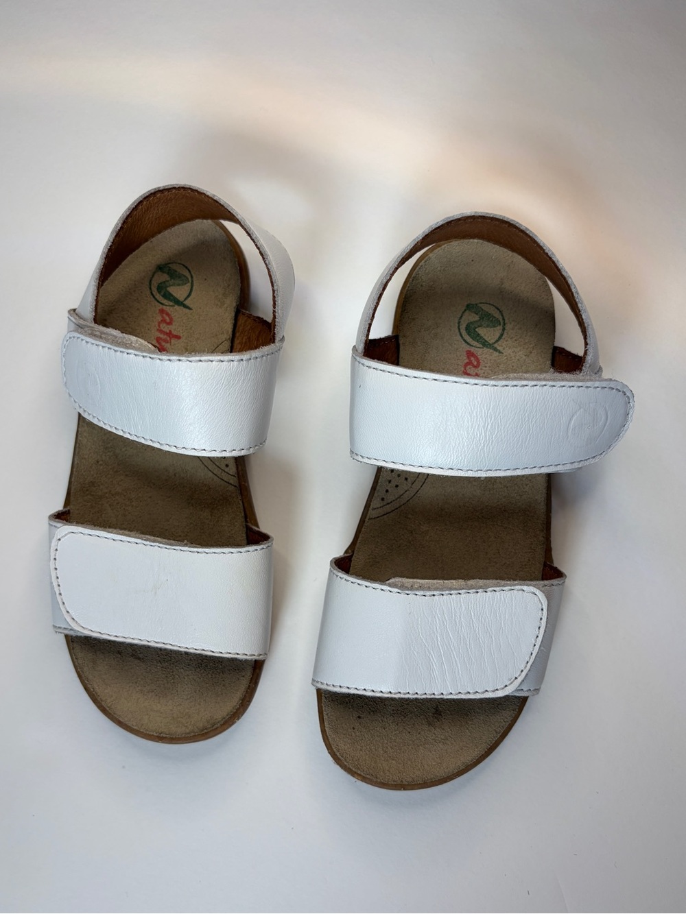 Naturino Kids White Leather Sandals Double Strap Size EU 25 US 8.5 9
